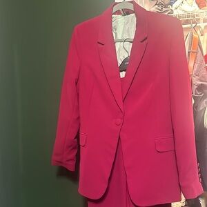 Topshop Magenta Suit Trousers and Jacket
